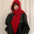 Korean Balaclava bonnet beanies y2k Hat scarf one-piece thickened warm retro Neck protection winter accessories knitted Law hat