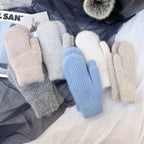 New Fashion Knitted Gloves Men's and Women's Double-layer Velvet Warm Rabbit Fur Winter Out Cold Simple 23*11CM