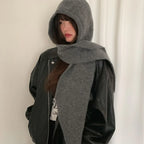 Korean Balaclava bonnet beanies y2k Hat scarf one-piece thickened warm retro Neck protection winter accessories knitted Law hat