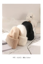 Fashion Warm Cashmere Wool Skullies Angola Rabbit Fur Winter Knitted Beanies Women Cap Female Three Fold Ski Outdoor Hats
