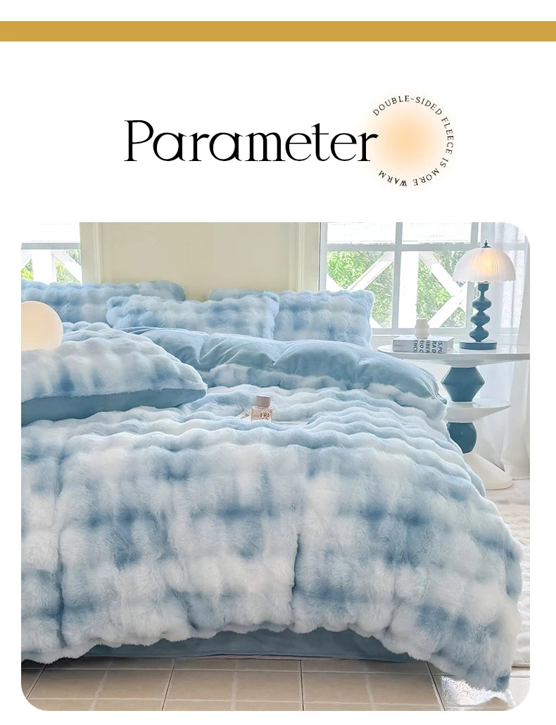 2025 New Class A Bubble Rabbit Fleece Quilt Cover  Thicken The Warm Duvet Cover in Autumn and Winter Skin-friendly Bedding