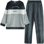 Men Winter Warm Flannel Pajama Sets Long Sleeve Thick Homewear For Men Coral Velvet Cute Cartoon Sleepwear Suit Pyjamas Homewear