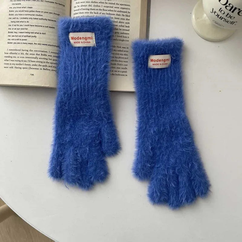 Winter Women's Gloves Thick Plush Knit Gloves Warm Velvet Mittens Solid Outdoor Ski Drive Touch Screen Gloves Christmas Gift