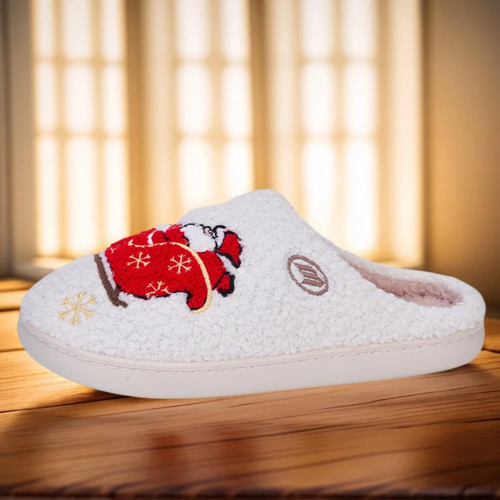 Winter Lovely Women Slippers Christmas Santa Claus Elk Plush Slippers Girls Fashion Indoor Slides Couples Soft Flat House Shoes