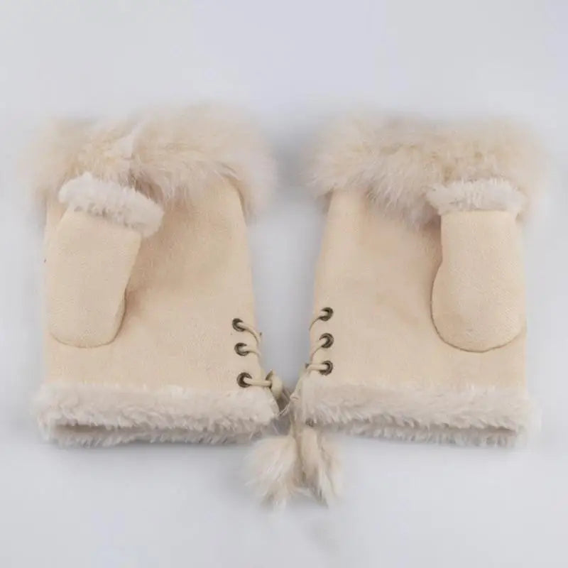 Soft Winter Half Finger Gloves Women Warm Luxury  Plush  Fingerless Gloves Wrist Mittens Writting