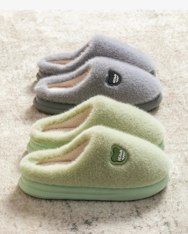 Winter Plush Couple Slippers for Men & Women Ultra Soft Memory Foam Cloud Comfort Non-Slip Thick Sole Indoor/Outdoor House Shoes