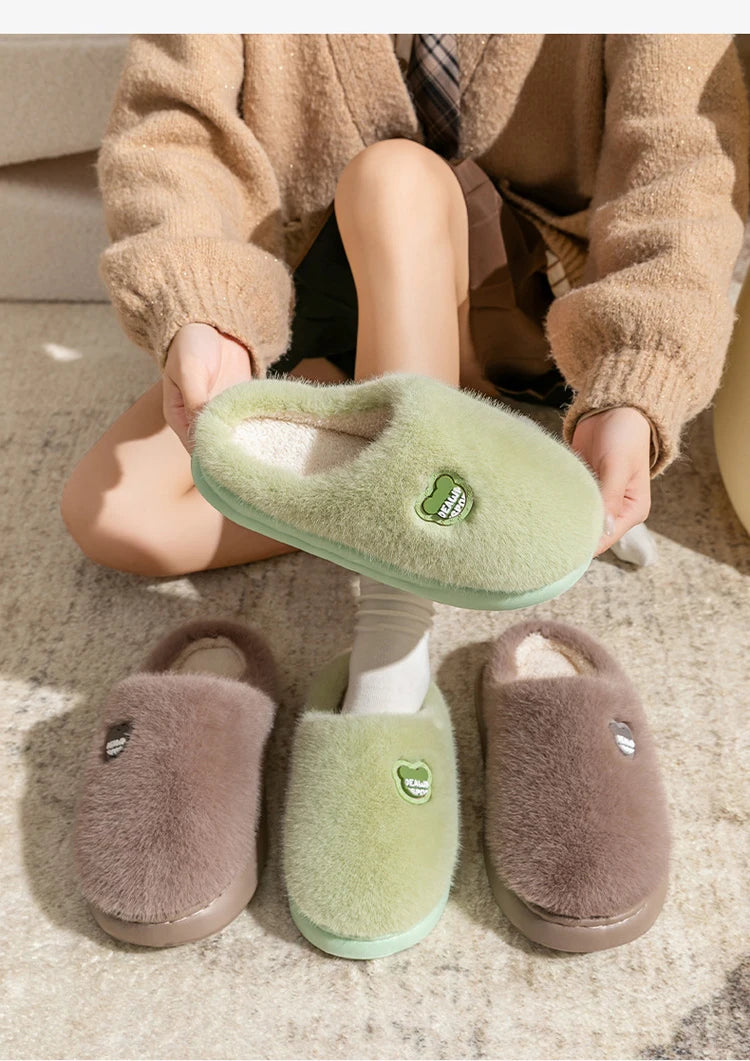 Winter Plush Couple Slippers for Men & Women Ultra Soft Memory Foam Cloud Comfort Non-Slip Thick Sole Indoor/Outdoor House Shoes