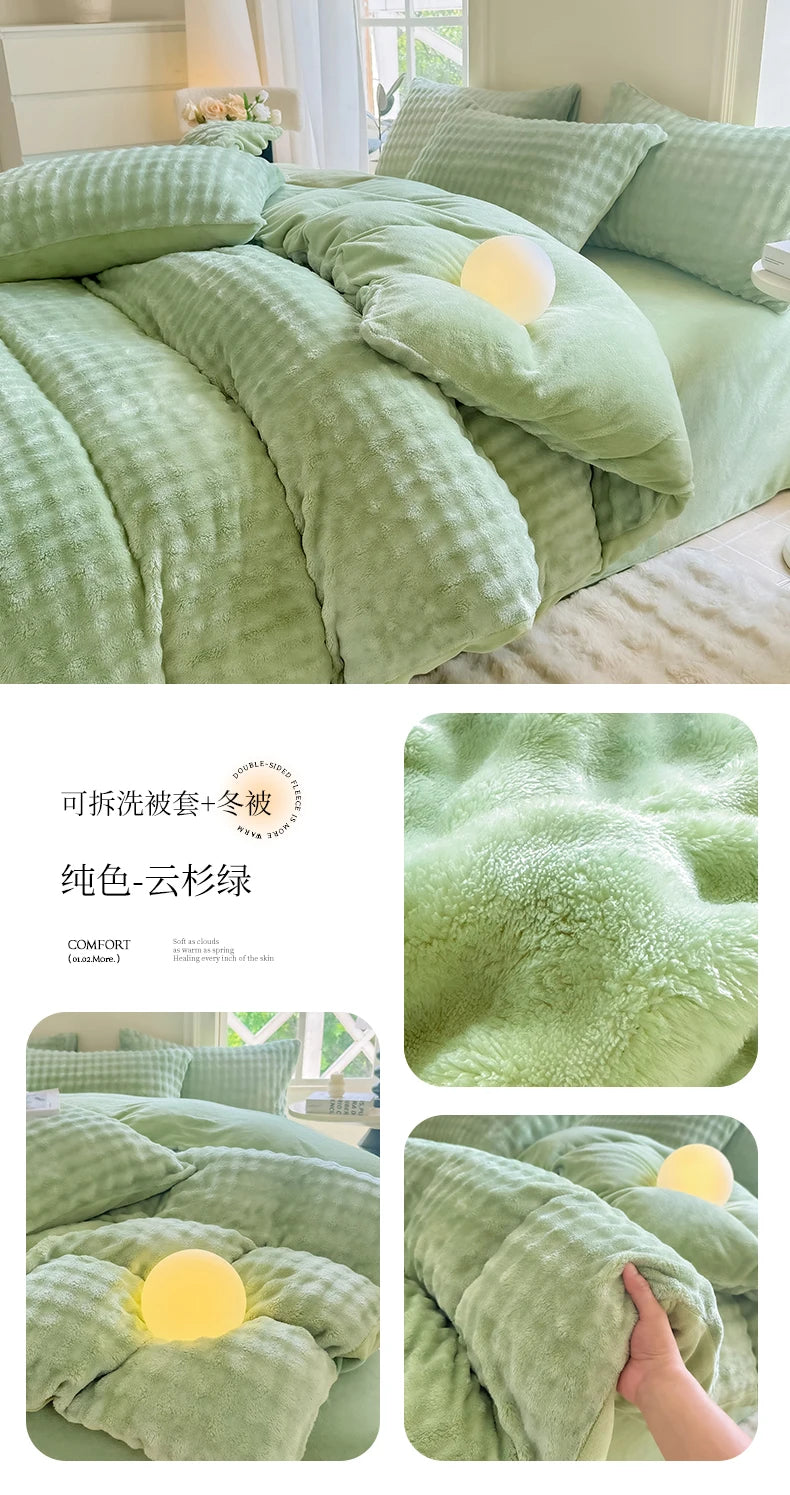 2025 New Class A Bubble Rabbit Fleece Quilt Cover  Thicken The Warm Duvet Cover in Autumn and Winter Skin-friendly Bedding