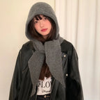 Korean Balaclava bonnet beanies y2k Hat scarf one-piece thickened warm retro Neck protection winter accessories knitted Law hat