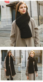 Hand Knitted Chunky Yarn Plain Scarf for Women Winter Thick Warm Soft Wool Like Scarf Fashion Long Scarves Casual Outdoor Travel