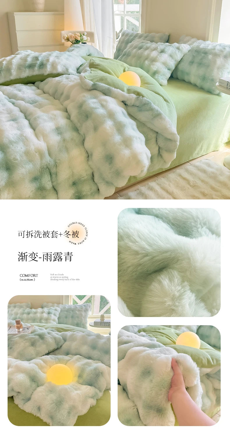 2025 New Class A Bubble Rabbit Fleece Quilt Cover  Thicken The Warm Duvet Cover in Autumn and Winter Skin-friendly Bedding