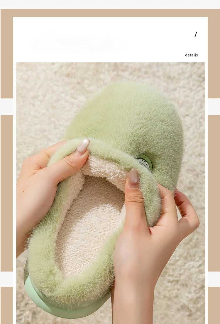 Winter Plush Couple Slippers for Men & Women Ultra Soft Memory Foam Cloud Comfort Non-Slip Thick Sole Indoor/Outdoor House Shoes