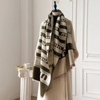 New Brand Elegance Two-Sided Print Scarf Soft Warm Fringe Pashmina Shawl Autumn and Winter Outdoor Coldproof Windproof Blanket