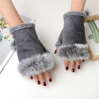 Soft Winter Half Finger Gloves Women Warm Luxury  Plush  Fingerless Gloves Wrist Mittens Writting