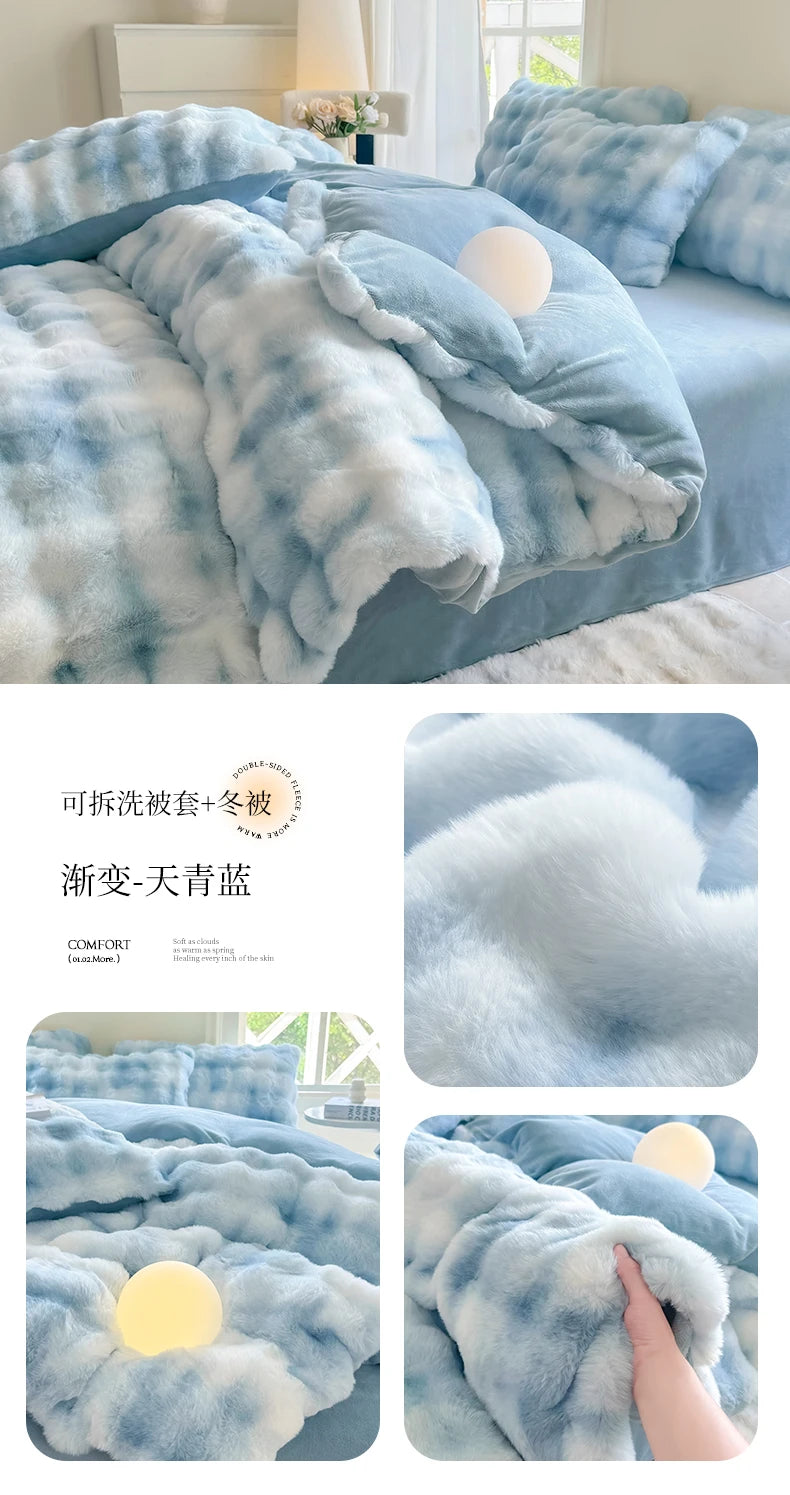 2025 New Class A Bubble Rabbit Fleece Quilt Cover  Thicken The Warm Duvet Cover in Autumn and Winter Skin-friendly Bedding
