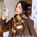 Red Stripe Soft Wool Knitted Scarf Women Winter Korean Thick Warm Scarf Fashion Y2K Harajuku Scarf Shawl Christmas New Year Gift