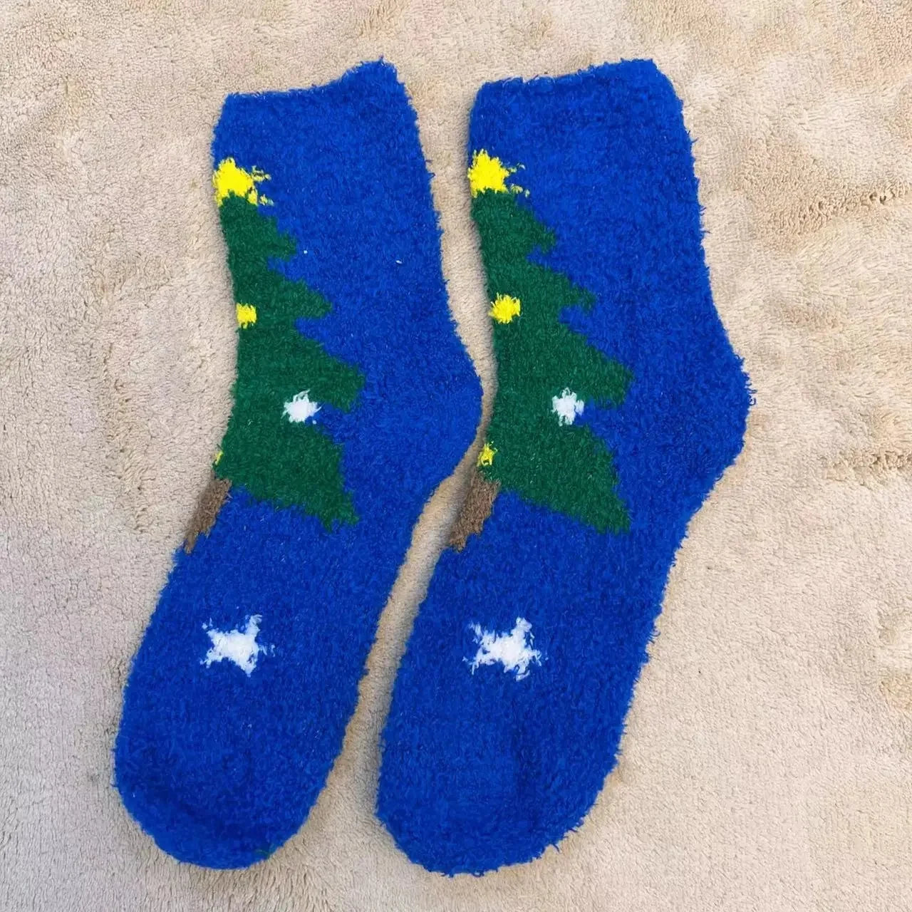 Christmas Red Thickened Coral Fleece Slippers Women's Home Socks Cozy Plush Autumn Winter Floor Socks Warmth And Style