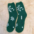 Christmas Red Thickened Coral Fleece Slippers Women's Home Socks Cozy Plush Autumn Winter Floor Socks Warmth And Style