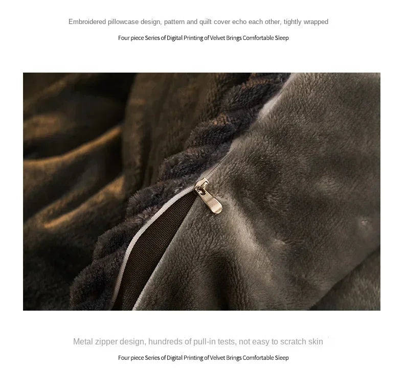 New Blue Milk Velvet Soft and Warm Duvet Cover Queen Size Double-Sided Plush Winter Blanket Bedding Luxury Duvet Cover