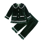 Christmas Family Xmas Children Boy Girl Pyjamas Dress Clothes Sets Customizing Velvet Long Sleeve Kid Sleepwear+Pants Costumes