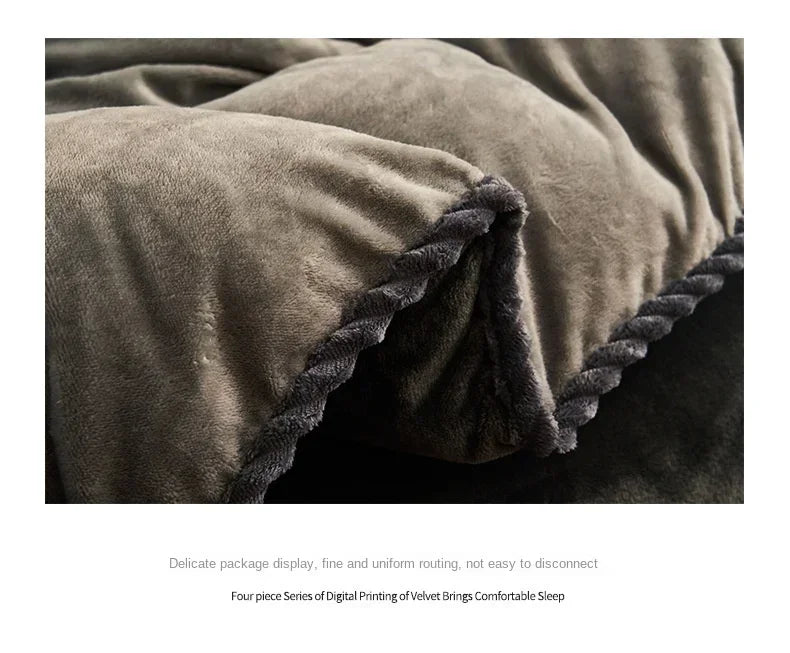 New Blue Milk Velvet Soft and Warm Duvet Cover Queen Size Double-Sided Plush Winter Blanket Bedding Luxury Duvet Cover