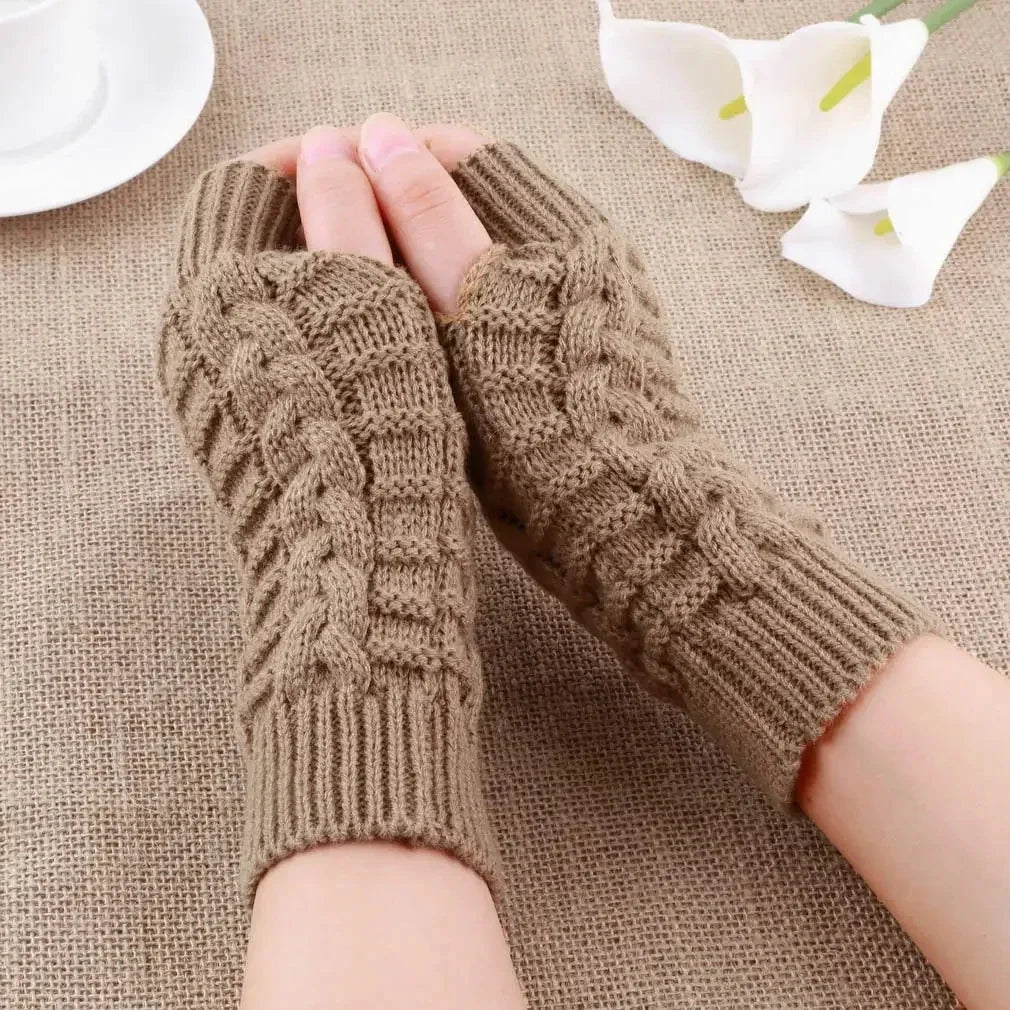 2024 New Women Long Fingerless Gloves Winter Mitten Knitted Warmer Arm Sleeve Thin Casual Soft Fingerless Unisex Gloves