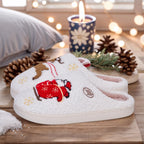 Winter Lovely Women Slippers Christmas Santa Claus Elk Plush Slippers Girls Fashion Indoor Slides Couples Soft Flat House Shoes