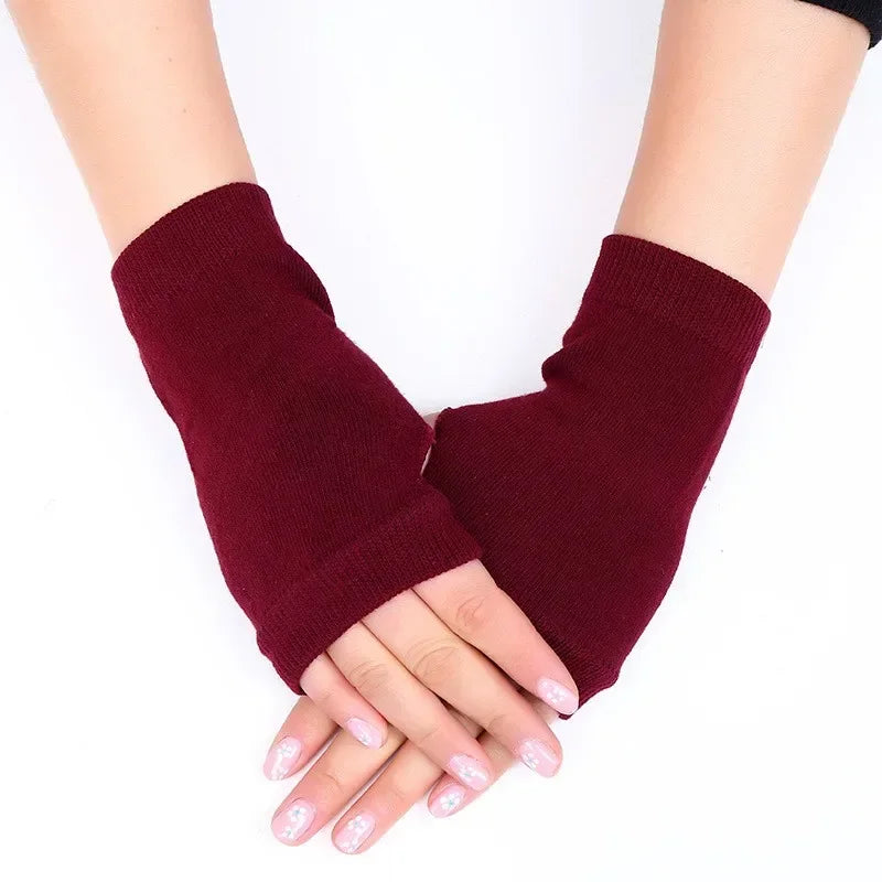 2024 New Women Long Fingerless Gloves Winter Mitten Knitted Warmer Arm Sleeve Thin Casual Soft Fingerless Unisex Gloves