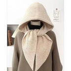 Korean Balaclava bonnet beanies y2k Hat scarf one-piece thickened warm retro Neck protection winter accessories knitted Law hat