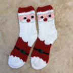 Christmas Red Thickened Coral Fleece Slippers Women's Home Socks Cozy Plush Autumn Winter Floor Socks Warmth And Style