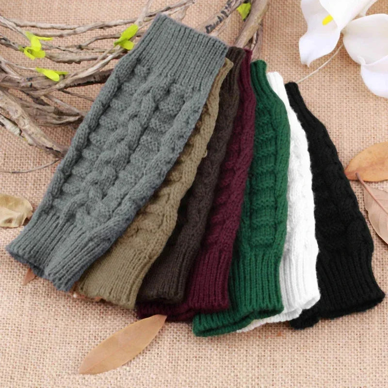 2024 New Women Long Fingerless Gloves Winter Mitten Knitted Warmer Arm Sleeve Thin Casual Soft Fingerless Unisex Gloves