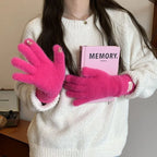 Winter Women's Gloves Thick Plush Knit Gloves Warm Velvet Mittens Solid Outdoor Ski Drive Touch Screen Gloves Christmas Gift