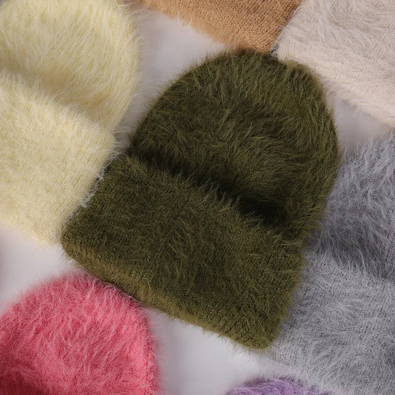 Candy Color Winter Hats Woman Cozy Knitted Beanie Women Keep Warm Soft Slouchy Baggy Cap Female Christmas Gift Fashion Casual