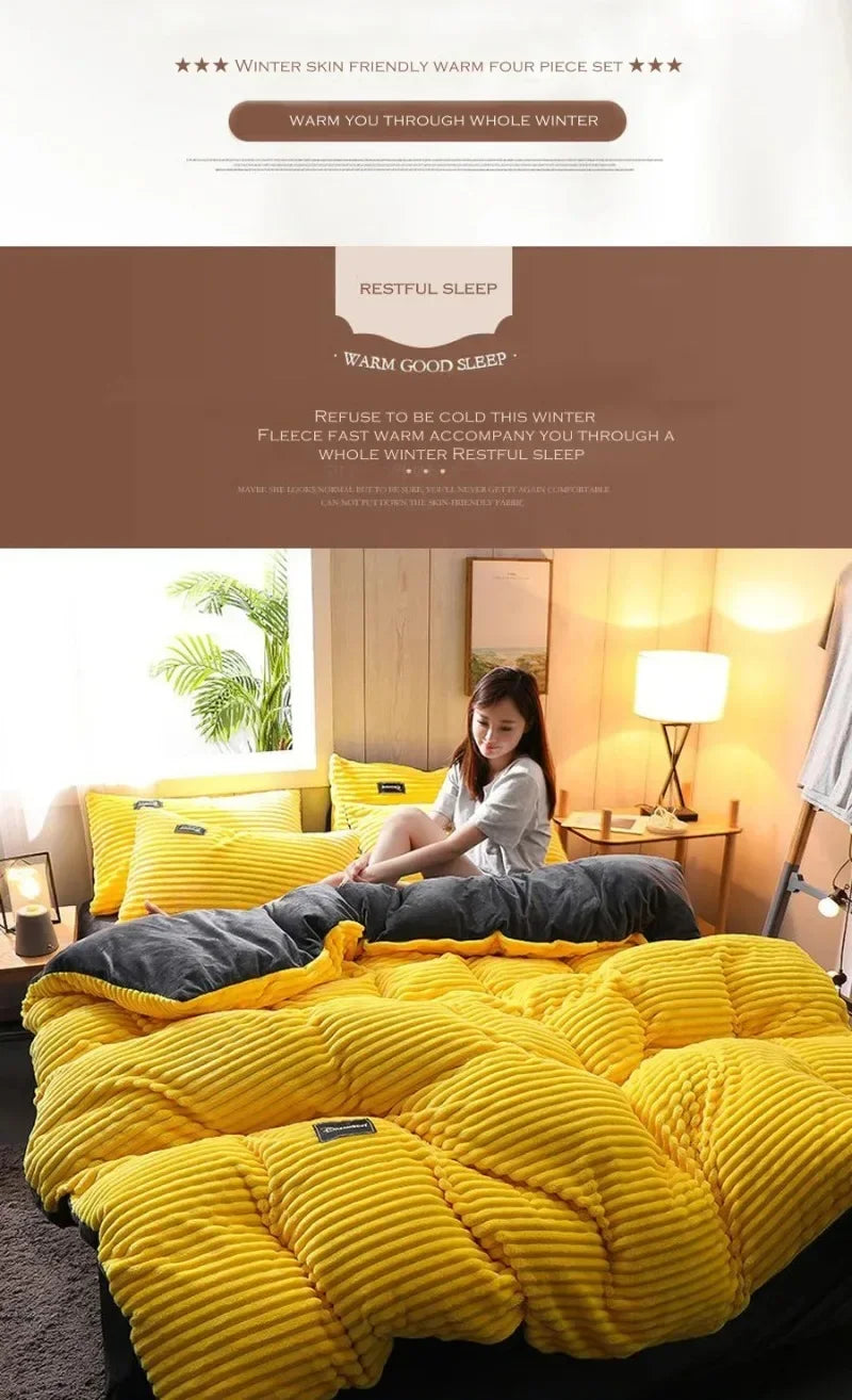 Winter Warm Velvet Duvet Cover Couple 2 People Double Quilt Cover 150/180/200/220 Bedding Twin Queen King Comforter Duvet Covers