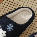 Cartoon Moose Cute Plush Indoor Slippers Women 2025 Winter Warm Fluffy Fur Couple's Christmas Slippers Soft Flat Heel Slides