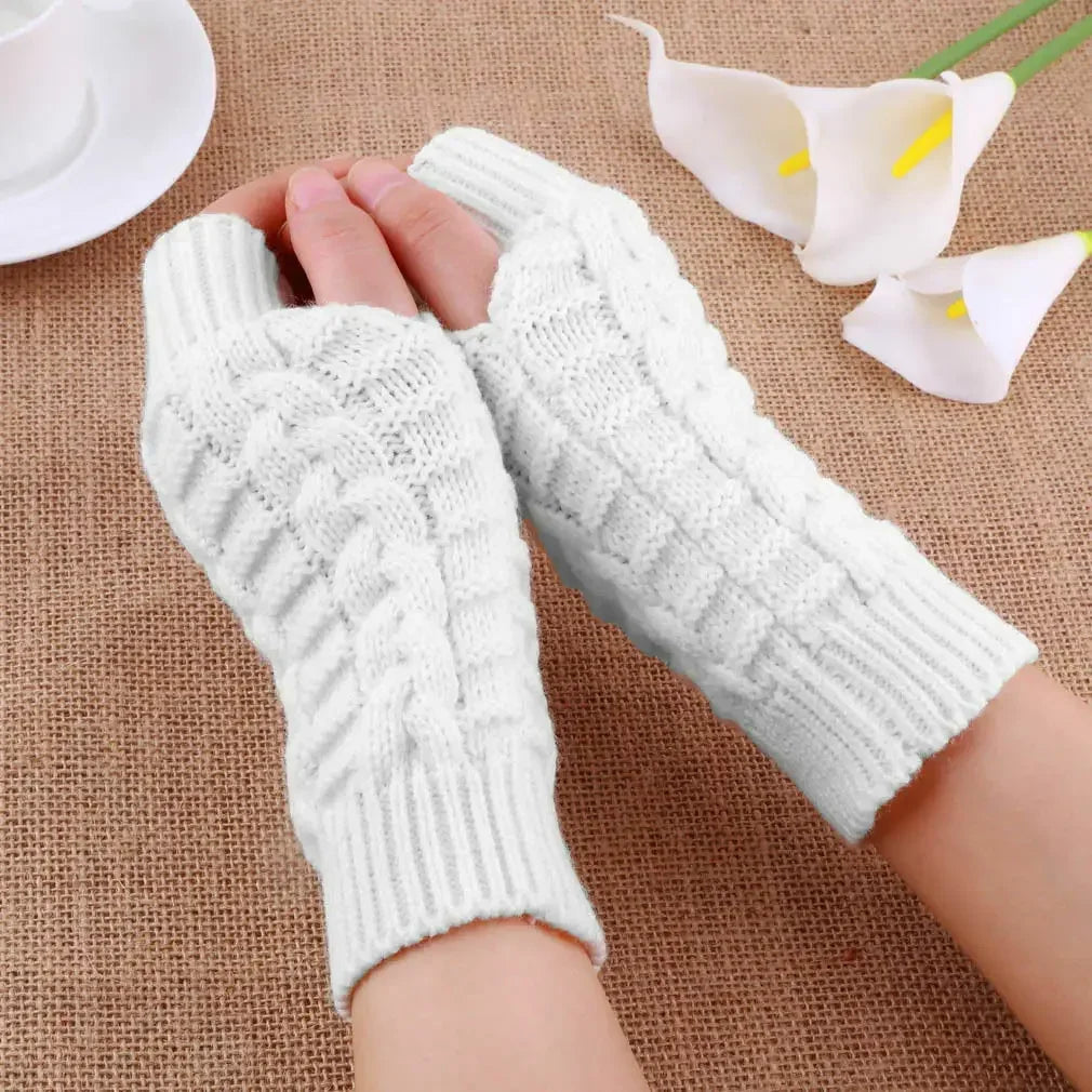 2024 New Women Long Fingerless Gloves Winter Mitten Knitted Warmer Arm Sleeve Thin Casual Soft Fingerless Unisex Gloves