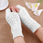 2024 New Women Long Fingerless Gloves Winter Mitten Knitted Warmer Arm Sleeve Thin Casual Soft Fingerless Unisex Gloves
