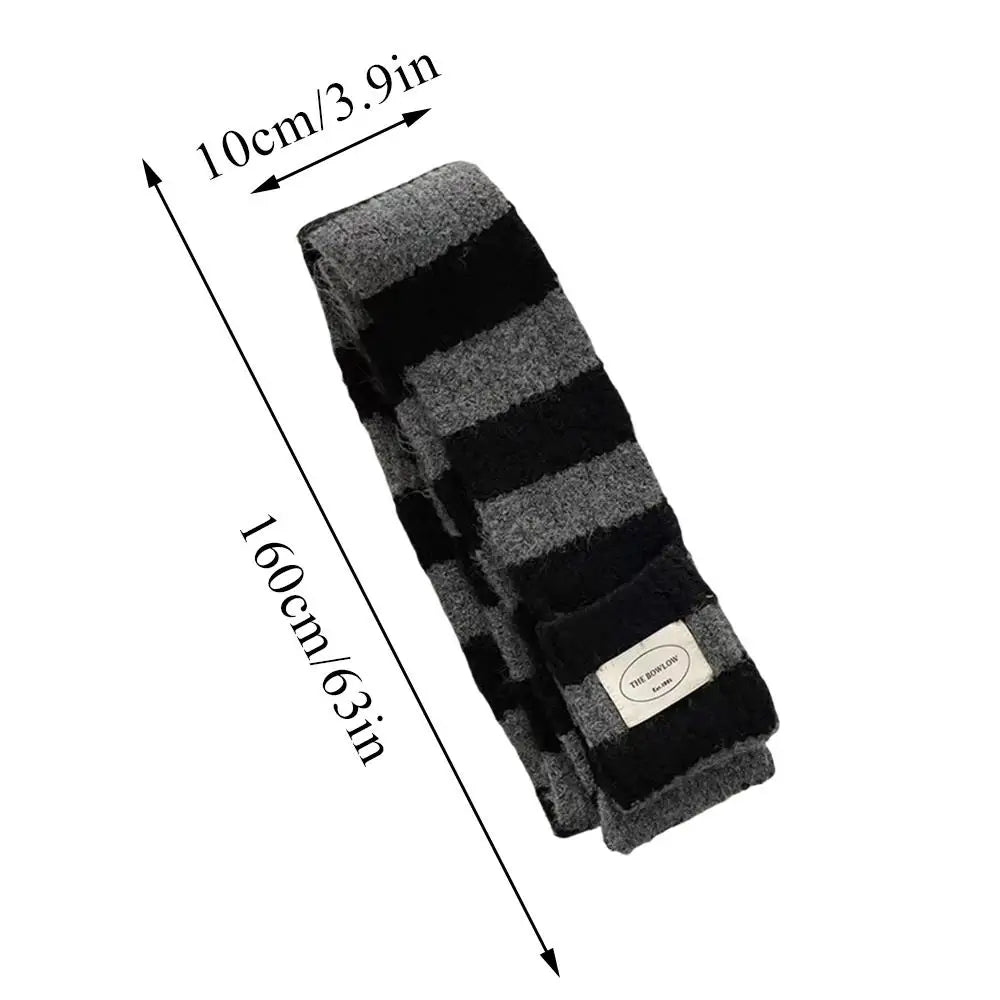 Red Stripe Soft Wool Knitted Scarf Women Winter Korean Thick Warm Scarf Fashion Y2K Harajuku Scarf Shawl Christmas New Year Gift