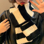 Red Stripe Soft Wool Knitted Scarf Women Winter Korean Thick Warm Scarf Fashion Y2K Harajuku Scarf Shawl Christmas New Year Gift