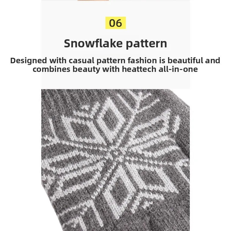 Christmas Double-layer Touch Screen Gloves Thickened Knitted Gloves Outdoor Winter Cold Resistant and Warm Gloves