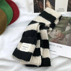 Red Stripe Soft Wool Knitted Scarf Women Winter Korean Thick Warm Scarf Fashion Y2K Harajuku Scarf Shawl Christmas New Year Gift