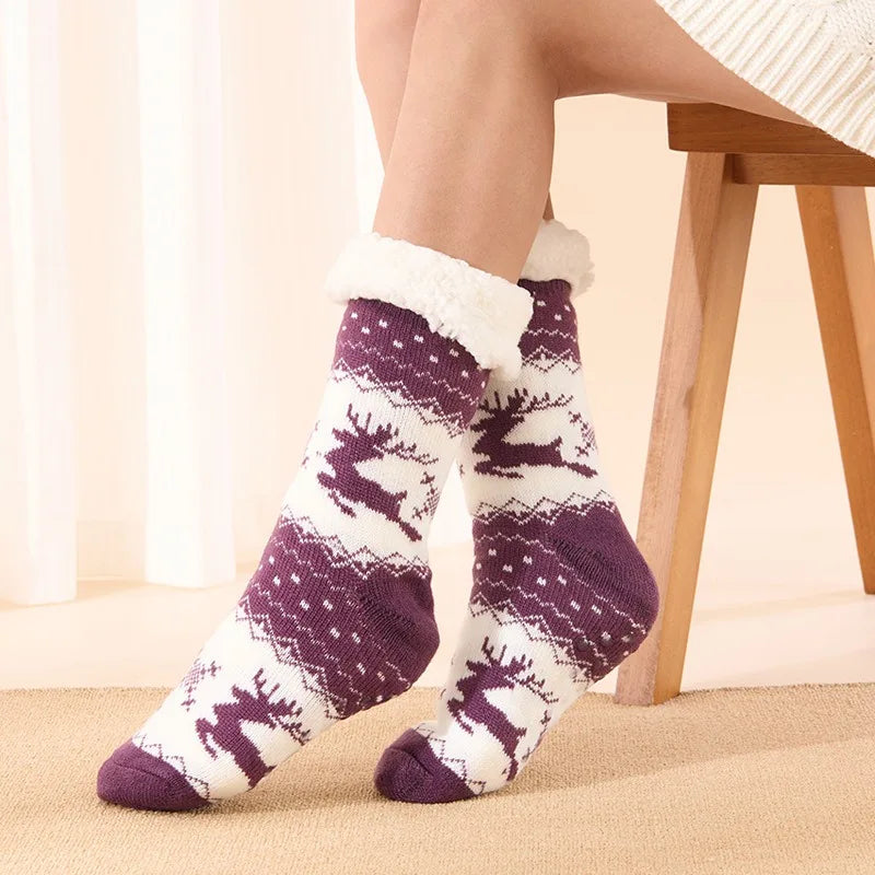 Christmas Elk Floor Socks Xmas Winter Fleece Sleeping Carpet socks Merry Christmas Gift Feliz Navidad Happy New Year 2026