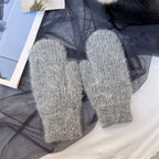 New Fashion Knitted Gloves Men's and Women's Double-layer Velvet Warm Rabbit Fur Winter Out Cold Simple 23*11CM