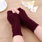 2024 New Women Long Fingerless Gloves Winter Mitten Knitted Warmer Arm Sleeve Thin Casual Soft Fingerless Unisex Gloves