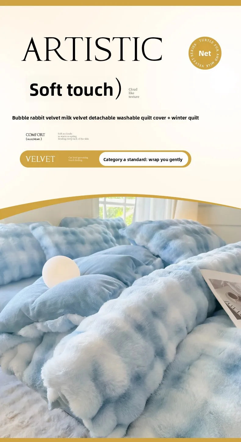 2025 New Class A Bubble Rabbit Fleece Quilt Cover  Thicken The Warm Duvet Cover in Autumn and Winter Skin-friendly Bedding