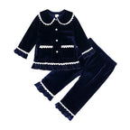 Christmas Family Xmas Children Boy Girl Pyjamas Dress Clothes Sets Customizing Velvet Long Sleeve Kid Sleepwear+Pants Costumes