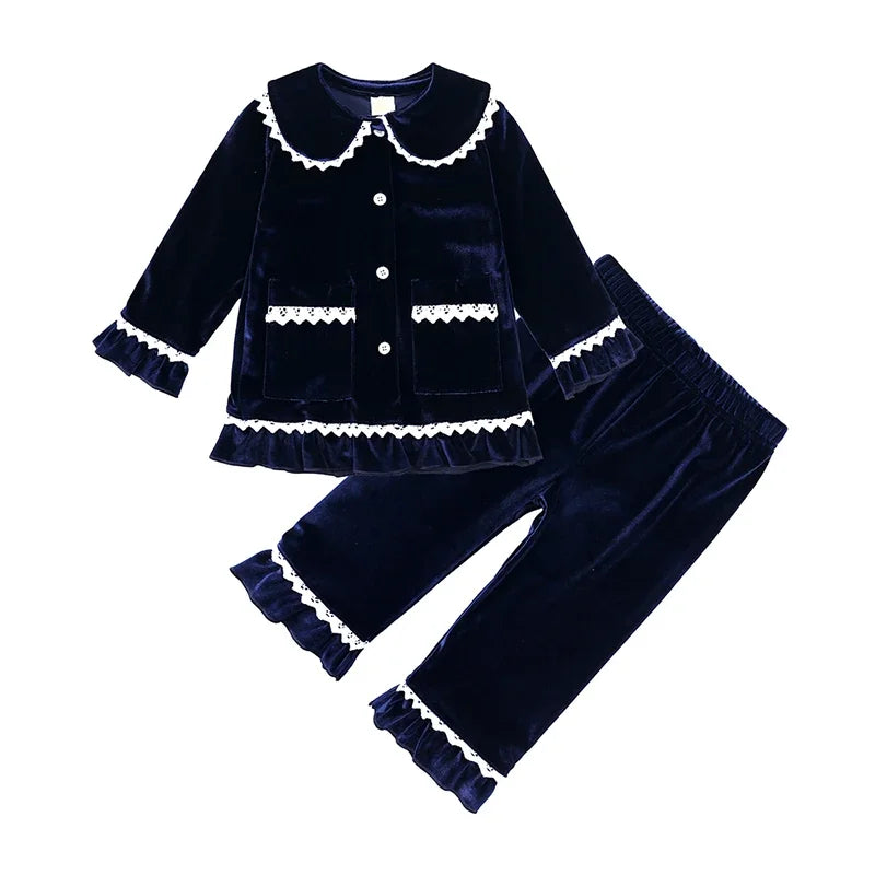 Christmas Family Xmas Children Boy Girl Pyjamas Dress Clothes Sets Customizing Velvet Long Sleeve Kid Sleepwear+Pants Costumes