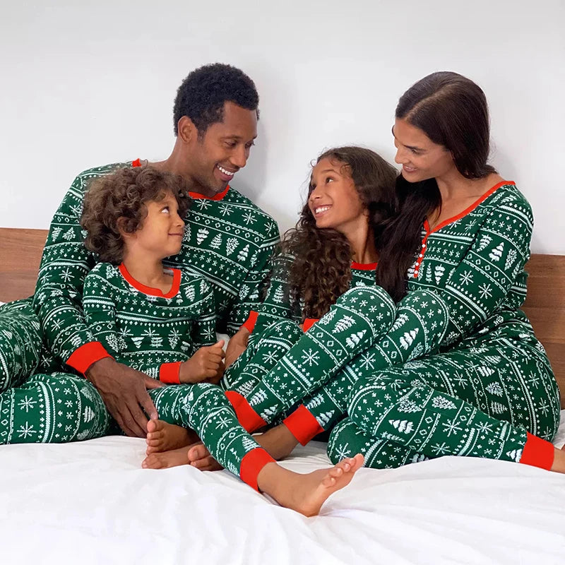 Christmas Family Pajamas Set Mom Daughter Dad Son Matching Outfits Cute All Over Print Homewear Boys Girls Pjs Xmas Look Pyjamas