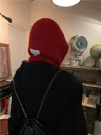 Korean Balaclava bonnet beanies y2k Hat scarf one-piece thickened warm retro Neck protection winter accessories knitted Law hat