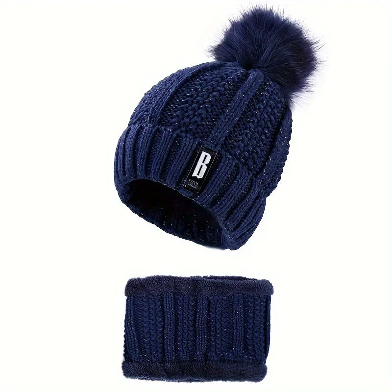 2/3pcs set of winter hat scarf and gloves made of windproof thick plush knit method ideal gift for Christmas Outdoor leisure hat